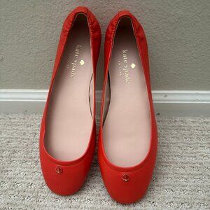 Kate Spade Keaton Leather Slip On Flat, Women's size 6.5, Orange